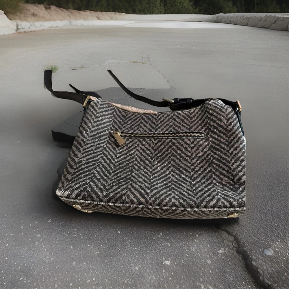 Spartina 449 Purse - Women's Shoulder Bag - Black/gray -‎ Linen And Leather B8